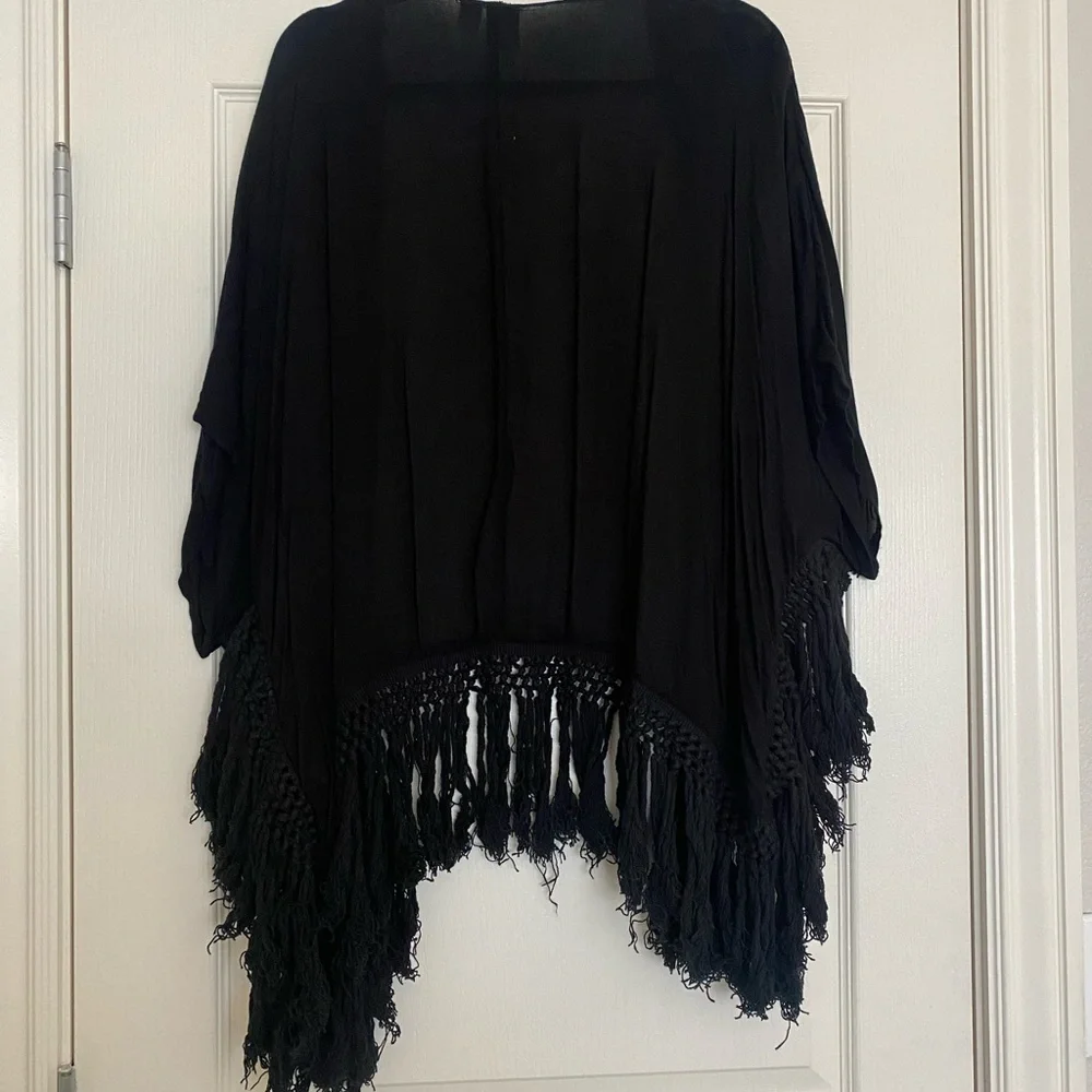 Roxy Black Tassel Fringe Swim Coverup - Picture 2 of 5